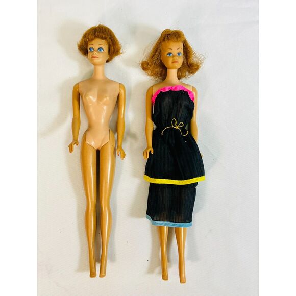 Vtg Pair of 1962 Mattel Midge Dolls Bubble Cut Straight Leg Red Hair Blue Eyes - Picture 2 of 5